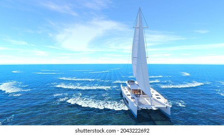 3D rendering of a yacht