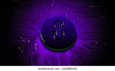 3D Rendering Yearn Cryptocurrency Coin On Colorful Background, Cryptocurrency Concept Color Art