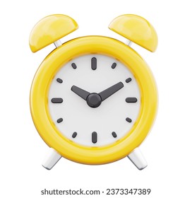 3d rendering yellow alarm clock icon symbol watch design illustration