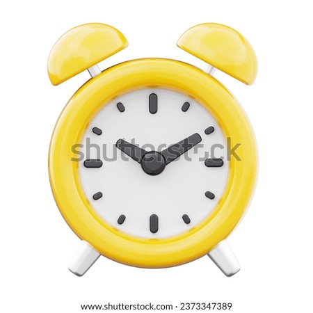 3d rendering yellow alarm clock icon symbol watch design illustration