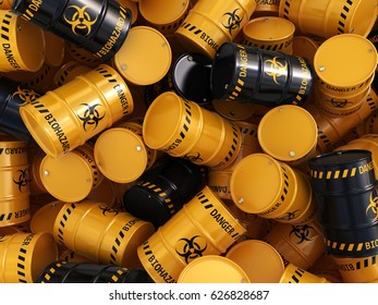 3d Rendering Yellow Black Barrels Biologically Stock Illustration ...