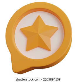3d rendering yellow chat bubble with star isolated