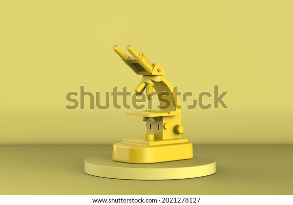3d Rendering Yellow Microscope Optical Yellow Stock Illustration ...