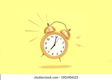 3d Rendering Yellow Time Clock