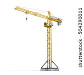 3d rendering of a yellow tower crane full-height isolated on the white background. Building and construction. Machinery and equipment. 3d modeling.