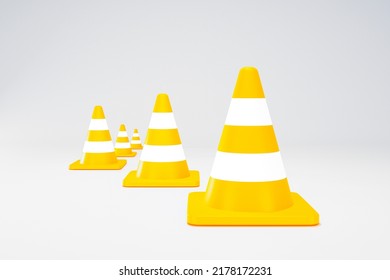 3D Rendering Yellow Traffic Cone Construction Isolated Unformatted Number Five