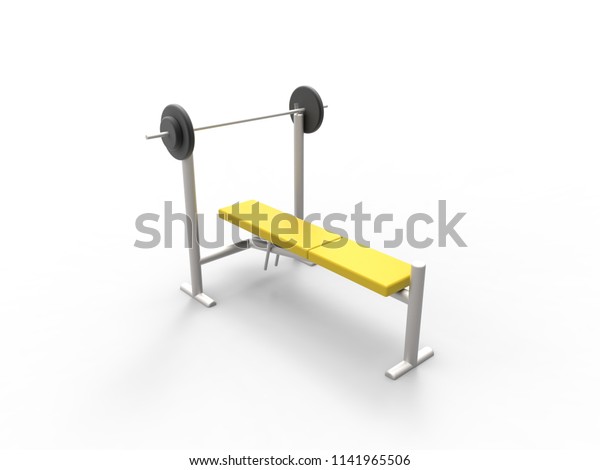 3d Rendering Yellow Weight Bench Isolated Stock Illustration