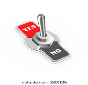 3d Rendering Of Yes No Toggle Switch Button Flipped In The Yes Position