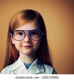 3d Rendering Of A Young Female Scientist In A White Lab Coat