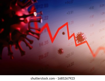 3D rendering,3D illustration, Graphs representing the stock market crash caused by the Coronavirus. Global stock exchanges grow after coronavirus. Global Coronavirus crisis. New 2019 COVID-19 theme.