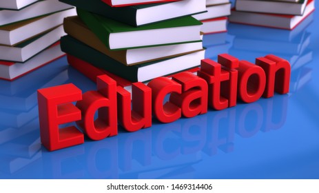 3d rendering.Education text and books