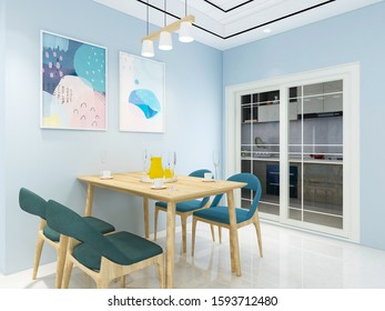 3D rendering,Elegant dining room of modern house