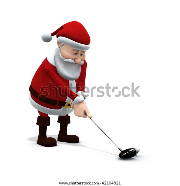 3d Renderingillustration Cartoon Santa Playing Golf Stock Illustration ...