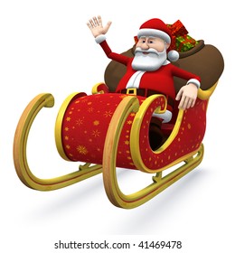 3d Renderingillustration Cartoon Santa Sitting His Stock Illustration ...