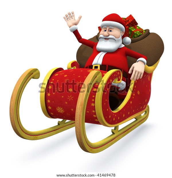 3d Renderingillustration Cartoon Santa Sitting His Stock Illustration ...