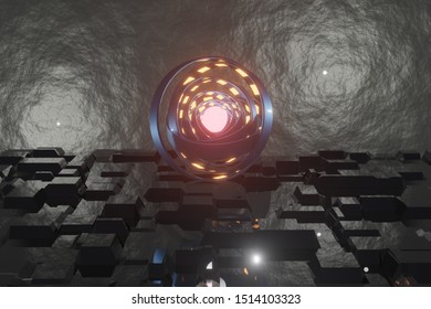 3D rendering.illustration circle of light.idea decoration.