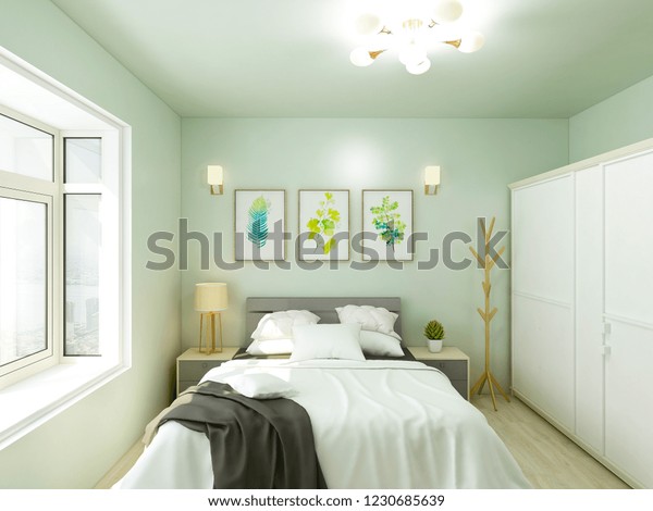 3d Renderingmodern Elegant Bedroom Design Double Stock