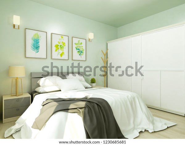 3d Renderingmodern Elegant Bedroom Design Double Stock