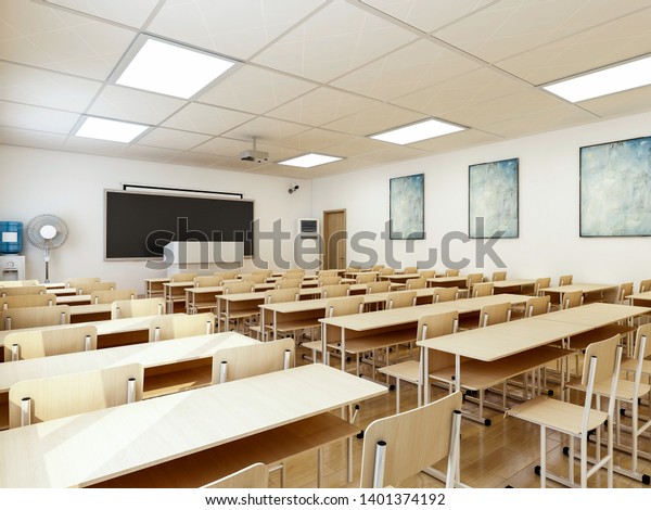 3d Renderingmodern School Classroom Design Stock Illustration 1401374192