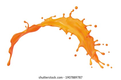 3d Rendering,Orange Juice Liquid Splash,With Clipping Path.