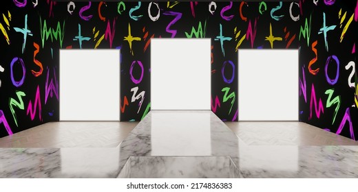 3D renderring interior modern stage event led tv light night staging (3D rendering)