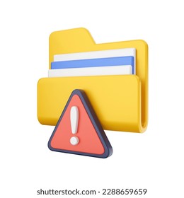 3d report alert folder icon illustration render