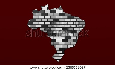 3d representation of the personalized brick map of Brazil on a darkened burgundy background