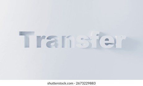 A 3D representation of the text transfer idea is shown on a simple white backdrop. It symbolizes digital communication and the exchange of information.
