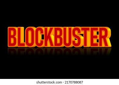 3D Retro Sign Of Blockbuster Movie Concept On Black Background