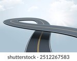 3D road and sky 3d floating road and land image manipulation design sunny sky highway concept speed tour and transport