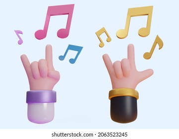 3d Rock Music Hand Symbol