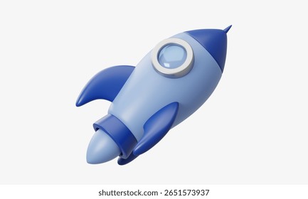 3D rocket icon representing launch, startup, or innovation.