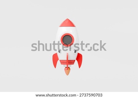 3d rocket icon. startup launch concept. minimal cartoon spaceship spacecraft booster for app ui marketing. isolated on white transparent background. 3d render.