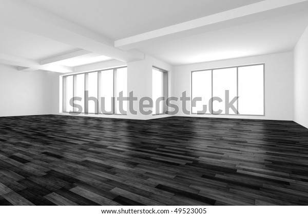 3d Room White Walls Black Floor Stock Illustration 49523005