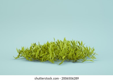 3d Round Piece Of Fresh Green Grass On A White Isolated Background. Fresh Grass, 3d Graphics, Isometric Model Of Fresh, Summer, Realistic, Green Grass. Separate Object. Close-up.