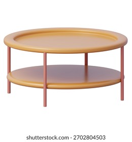 3d round table with two tiers with the same colored rods for the legs