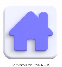 3D Rounded Home Button Icon in a soft rounded style for apps, dashboards, and web products. Clean shapes and consistent lighting make it readable at small sizes and perfect for states, actio