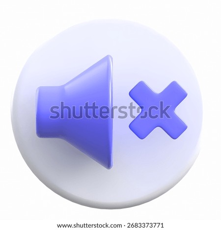 3D Rounded Mute Microphone Button Icon in a soft rounded style for apps, dashboards, and web products. Clean shapes and consistent lighting make it readable at small sizes and perfect for st
