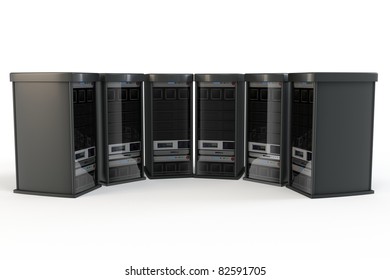 3d Row Server Racks Isolated On: ilustración de stock 82591705 ...