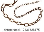 3d rusty copper old chain on white background