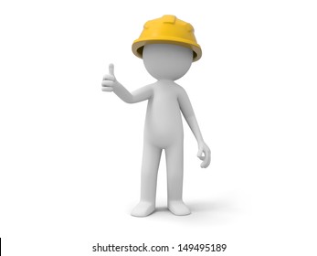 3d Safety Worker Standing Safety Worker Stock Illustration