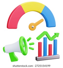 3D Sales Progress Analytics Chart