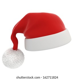 3d Santa Claus Red Hat On White Background