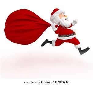 3d Santa Running Late Gift Sack Stock Illustration 118380910 | Shutterstock