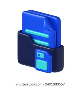 3D Saving Data Icon Illustration