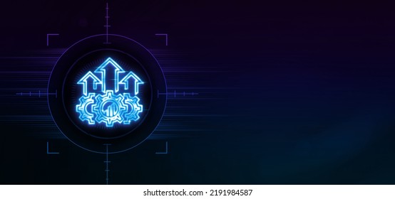 3D Scaling Operations Icon Neon Sign