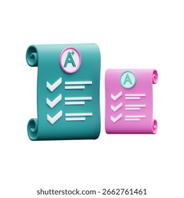 3D school checklist with tasks and notes, ideal for assignments, study plans, or classroom visuals