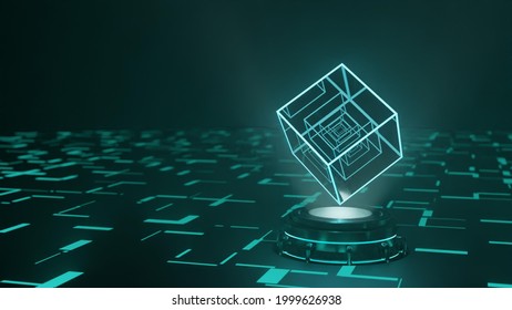 3D sci-fi cube illustration that has strong energy in it