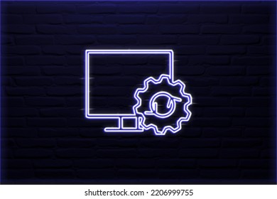 3D Security Technology Implementation Icon Neon Sign