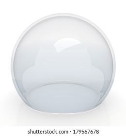 3d Semi Sphere, Clear Glass Dome In Isolated Background With Work Paths, Clipping Paths Included 